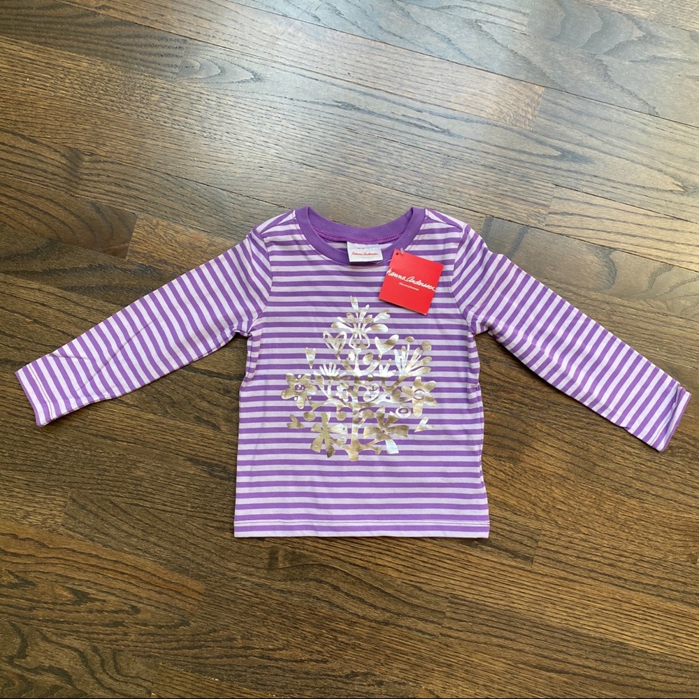 NWT Hanna Andersson striped long sleeve top with snowflake size 4